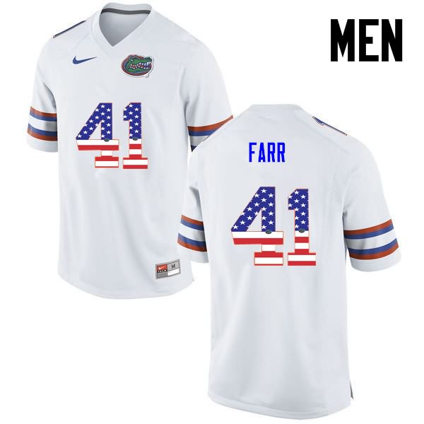 NCAA Florida Gators Ryan Farr Men's #41 USA Flag Fashion Nike White Stitched Authentic College Football Jersey DER3364YR